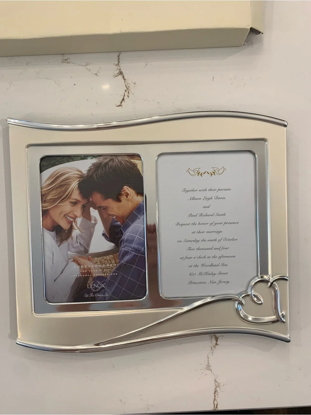 Lenox Forevermore Double Frame 5” x 7” Silver Plated Double Hearts NEW